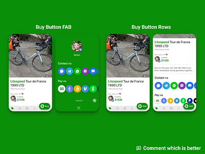 Sprocket iOS Listing Buy UX bicycle bike buy carousel connect contact fab ios iphone listing navigation negotiate offer purchase scroll sprocket tab bar ui user friendly ux