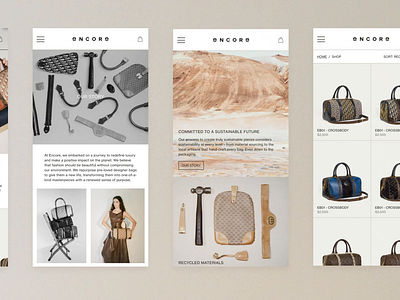 Encore Bag Website Redesign animation bags design ecommerce fashion luxe ui ux web website