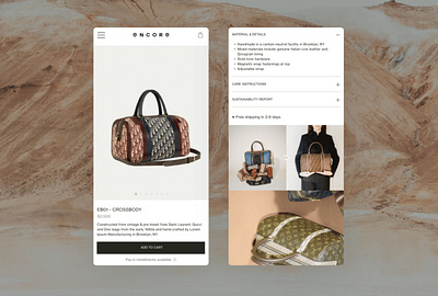 Encore Bag Shopify Launch design ecommerce ui ux web website