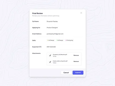 Job Application Modal app clean design dialog job minimal modal pop up product design saas ui ux