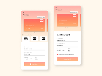 Credit Card Checkout app graphic design mobile ui