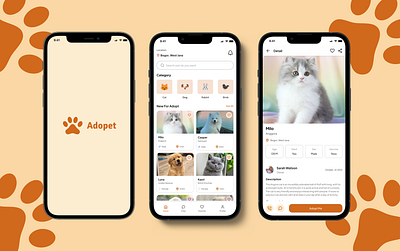 Adopt Pet - Adoption Mobile App adopt app cat dog pet ui ux