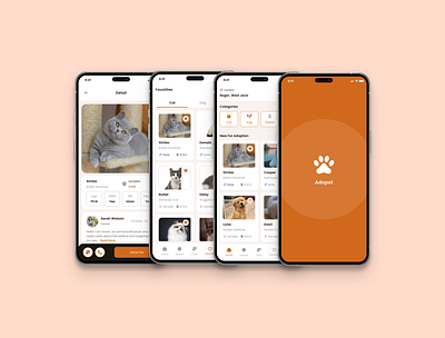 Adopt Pet - Adoption Mobile App adopt app cat dog pet ui ux