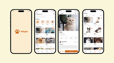 Adopt Pet - Adoption Mobile App adopt app cat dog pet ui ux