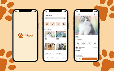 Adopt Pet - Adoption Mobile App adopt app cat dog pet ui ux