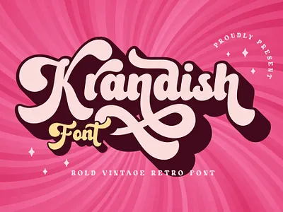 Krandish - Groovy Retro Font boho font bold font design extrude font font fonts groovy font handwriting handwriting font handwritten font layer font lettering old font retro font script script font shadow font typeface typography vintage font