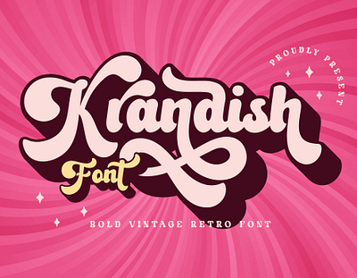 Krandish - Groovy Retro Font boho font bold font design extrude font font fonts groovy font handwriting handwriting font handwritten font layer font lettering old font retro font script script font shadow font typeface typography vintage font