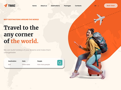 TRAVEL LANDING PAGE FOR DESKTOP animation graphic design ui