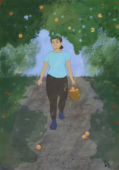 Orange picking after effects animation character design drawing illustration motion graphics procreate sketches