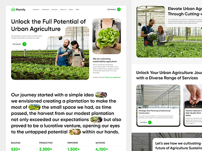 Plantify - Agriculture Consultancy Landing Page agriculture clean design farming hydroponic landing page plant trends ui ui design urban urban agriculture urban farming ux web web design website