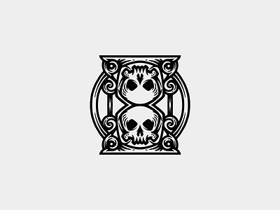Hourglass With Skull Logo death hourglass logo logotype skull vintage