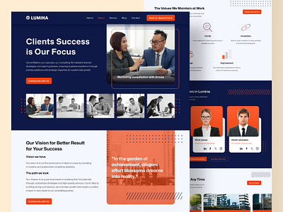 Lumina - About page for Consulting Firm 2024 about us consultant consulting consulting firm desktop elementor figma landing page professional ui web webflow