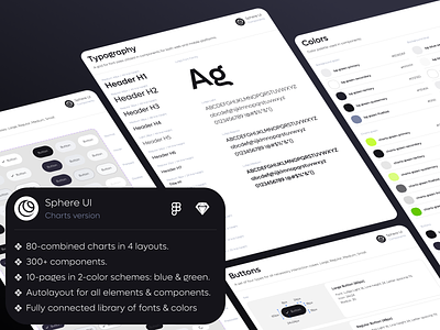 Sphere UI: Charts (UI KIT) buttons clean ui colors components design system design tokens design tokens figma dropdown figma fonts input product product design sketch sphereui system the18.design the18design typography uidesign