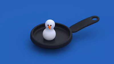 3D Snowman on a pan 3d animation motion snowman