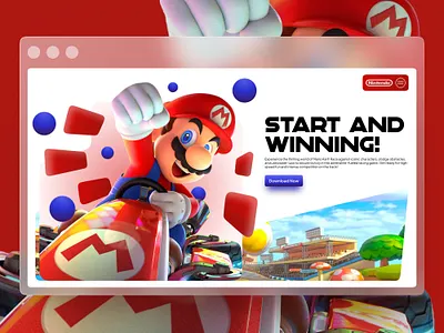 Mario Bros Kart | Landing Page Design | Revamp Design 🚗🎮 console entertainment figma games interaction design landing page mario bros nintendo playstation ui design user interface video games web design website xbox