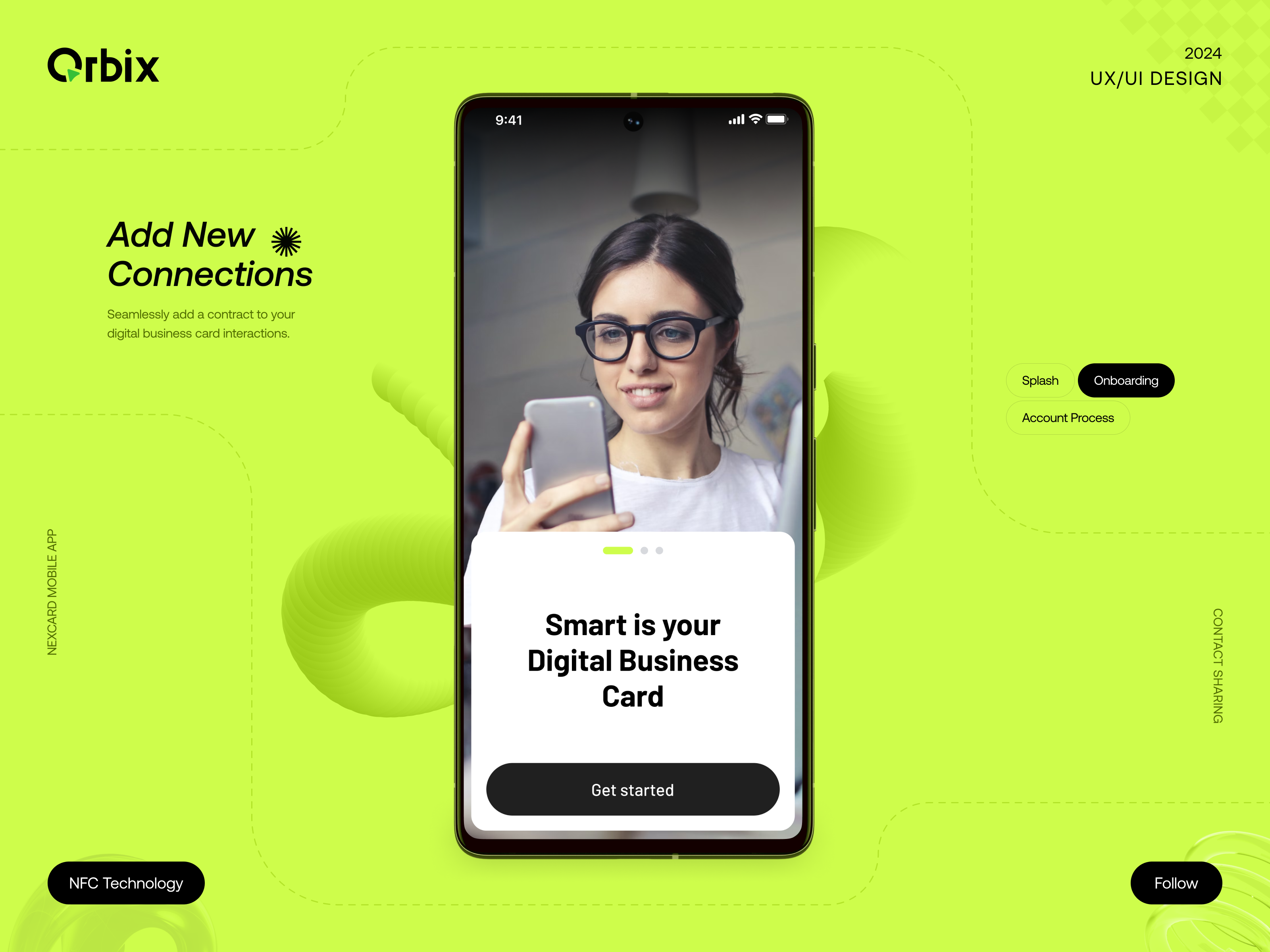 NexCard App Onboarding Flow Design animation app app design app onboarding business card design digital business card graphic design ios minimal mobile app mobile app design motion motion graphics onboarding onboarding screens product design ui uiux welcome screen