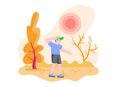 Dry Season boy design dry season hot weather illustration little boy man season ui vector weather