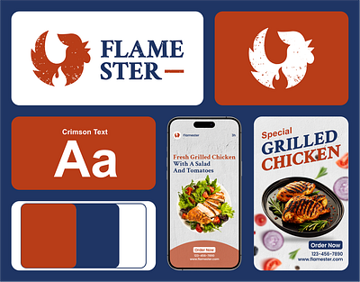 Flame Ster Logo brand branding bussinees chicken company design flame food graphic graphic design grill icon illustration logo mascot restaurant rooster smoke vector