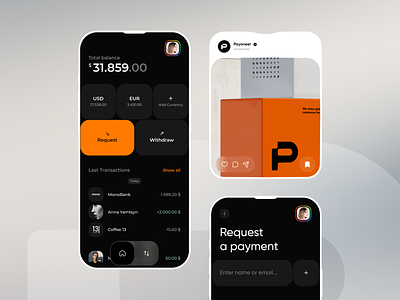 Payoneer app redesign concept 2024 app banking design finance fintech instagram logo redesign ui ux web design