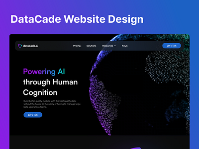 DataCade.ai Website Design ai website animation artificial intelligence dark website data website figma landing page tech website ui webdesign