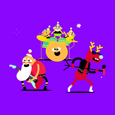 OKOO /// XMAS ROCK BAND ae after effects animation band christmas drums elves gif guitar hard rock loop reindeer rock santa singer xmas