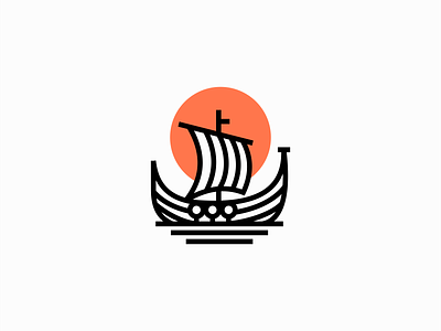 Viking Ship Logo branding design emblem geometric icon identity illustration lines logo mark norse sailor sea ship symbol travel vector vessel viking warrior