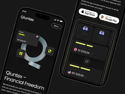 Qiuntex mobile banking website app design banking corporate website design design concept inspiration landing mobile app mobile banking ui user expirience user interface ux web