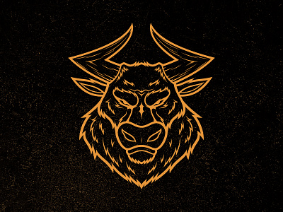 Golden Bull beast bull design emblem face gold golden head illustration logo logotype mascot minotaur ox print silhouette taurus vector vintage