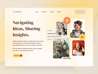 DivePod - Podcast / Landing Page audio design figma hero herosection landing landingpage music page podcast section simple design ui ui design uiux uiuxdesign ux web webdesign website