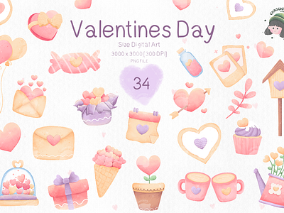 Valentines Day Clipart 3d animation branding clipart design graphic design illustration logo motion graphics pattern png seamless typography ui ux valentines vector