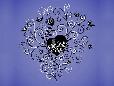 Swirly broken heart design heart illustration swirl tattoo vector