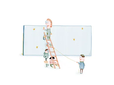 GO! Kerstkaart christmas drawing family fresco greeting card greetings handdrawn holiday illustration