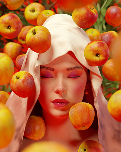 The Girl With The Apples 3d apples art artwork blender classic art drawing girl illustration portrait
