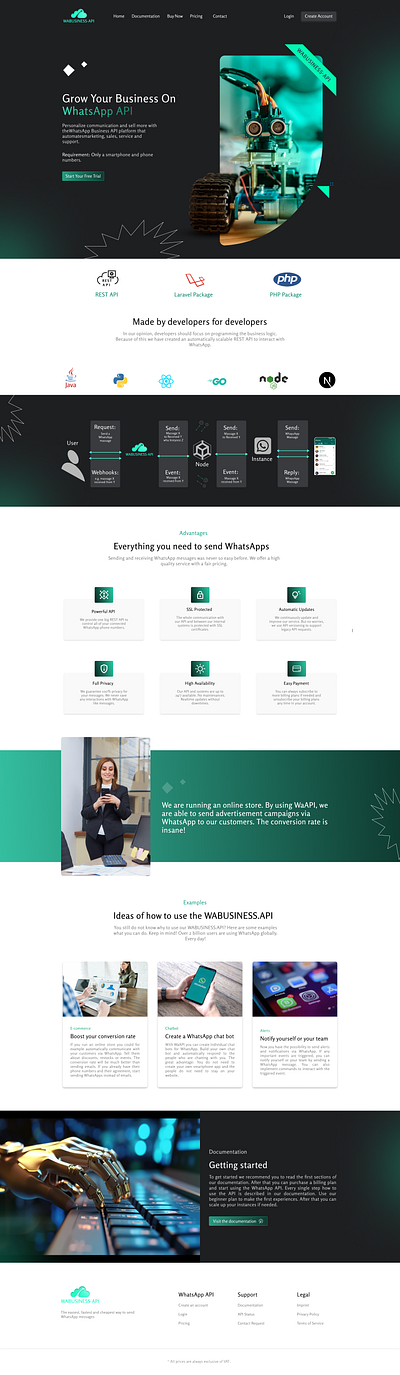 Whatapp Api Web Design saas website