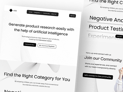 nihil - Landing Page Product Research branding clean look design design inspiration designinspiration inspiration market trends analysis minimalistic modern design product product research project presentation research ui ux web design web inspiration