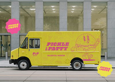 Pickle & Patty adobe illustrator brand branding burger creative design food truck graphics icon identity design illustration logo mock up pickle and patty restaurant truck vector