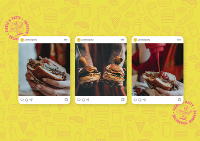 Pickle & Patty adobe illustrator app brand branding burger creative design fast food graphics illustration instagram interface logo posts restaurant social ui user experience ux vector