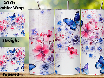 Flowers & Blue Butterflies 20 oz Skinny Tumbler Wrap 20 oz skinny tumbler 20oz skinny tumbler 3d 3d tumbler wrap design graphic design illustration skinny designs png skinny tumbler skinny tumbler sublimation skinny tumbler wrap sublimation design sublimation designs sublimation tumbler tumbler design tumbler png tumbler sublimation tumbler sublimation design tumbler template tumbler wrap