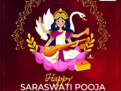 Happy Saraswati Pooja 2080 graphic design illustration saraswati saraswatipooja