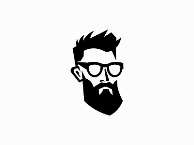 Bearded Man Logo barber beard beauty branding design emblem face geometric glasses hipster icon illustration logo man mark masculine negative space portrait simple vector