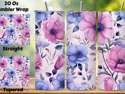 Flower Tumbler Wrap, Sublimation PNG Design, Watercolor 20 oz skinny tumbler 20oz skinny tumbler 3d 3d tumbler wrap design graphic design illustration skinny designs png skinny tumbler skinny tumbler sublimation sublimation design sublimation designs sublimation tumbler tumbler design tumbler sublimation tumbler template tumbler wrap ui vector watercolor design