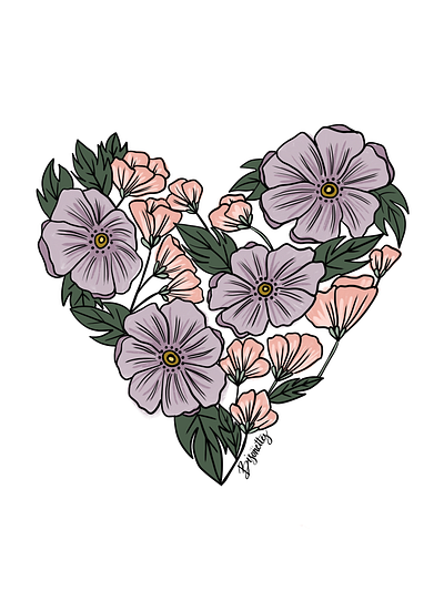 Flower Heart bohemian floral flower heart illustration vegetal