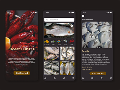 Sea Fish App app buyer consumer nutrients ocean fish sea fish app sea fish shop ui user interface design ux vitamin