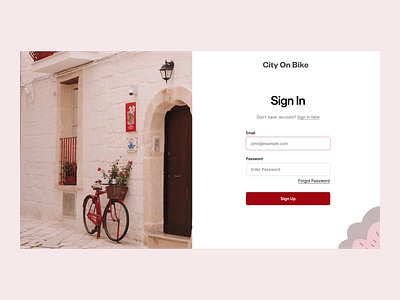 City on Bike Sign in page app design graphic design ui ux website