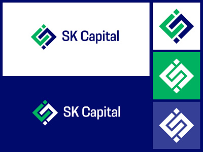 SK CAPITAL logo design blue green k logo s sk