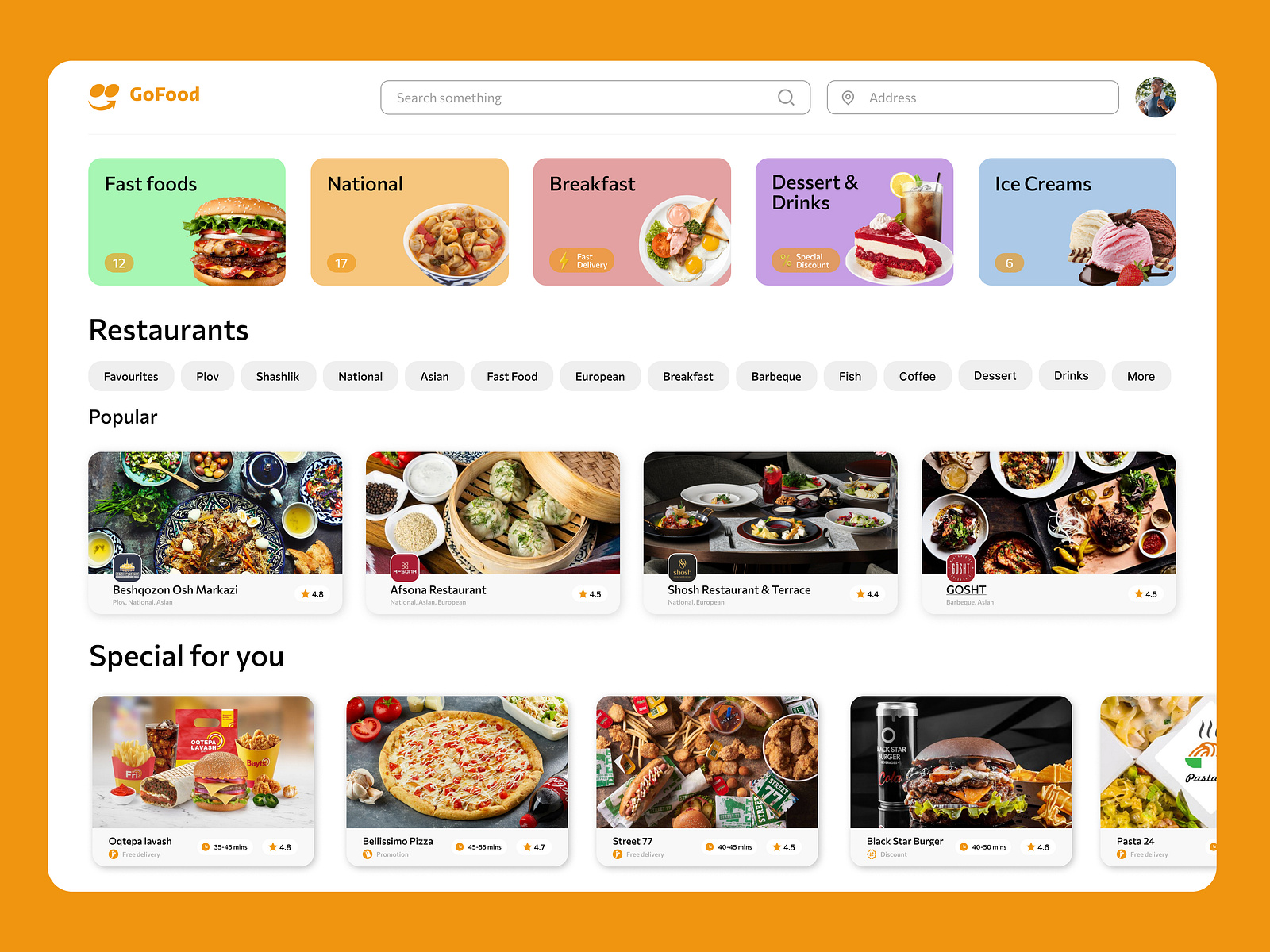 Go Food - food delivery sevice by Mirjalol on Dribbble