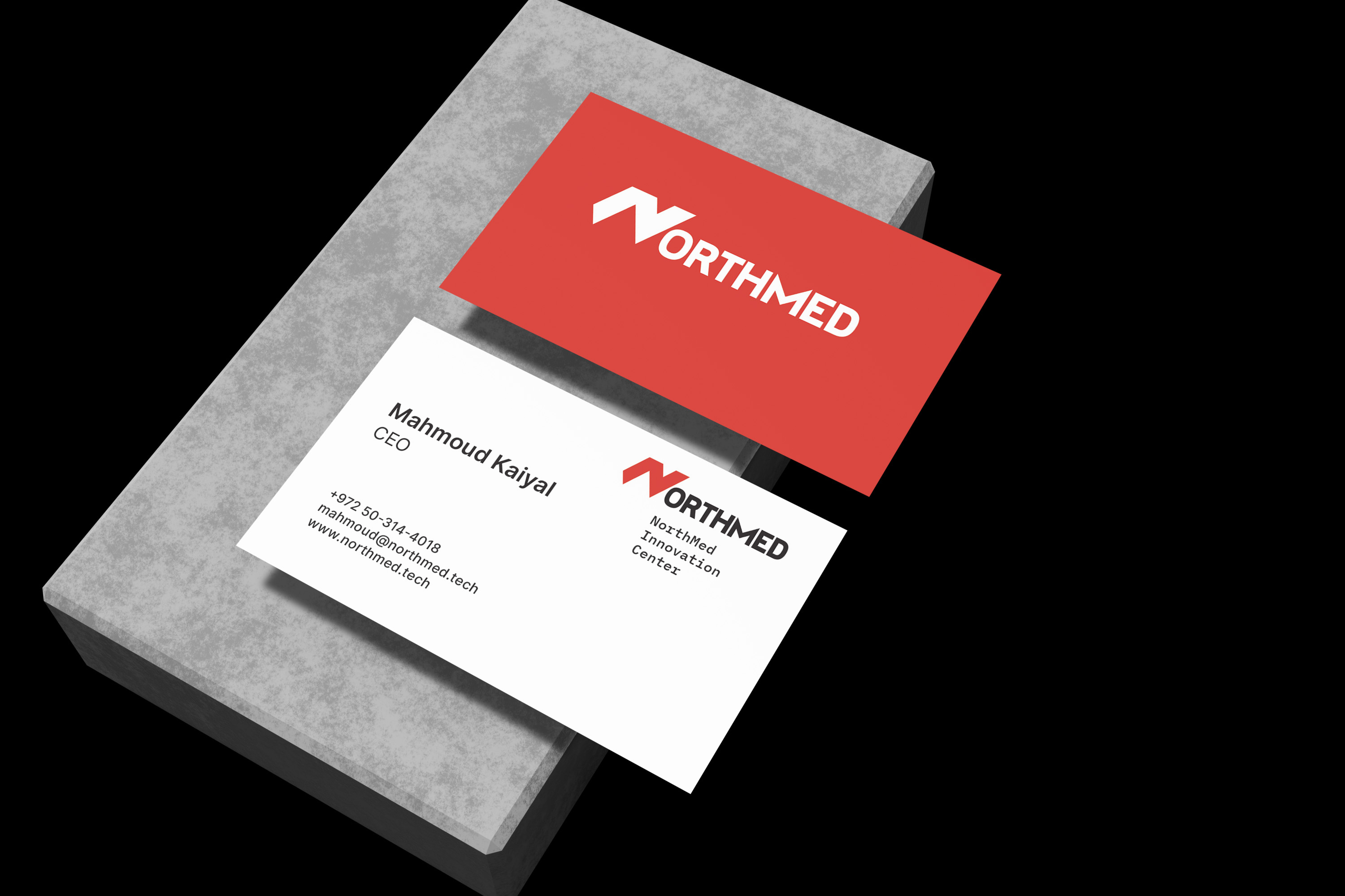 Business Card - NorthMed Innovation Center black white brand brand design brand identity branded collateral branding branding assets branding collaterals business card design freelancer graphic design innovation innovation center minimal oanamaries tech technology value value conversation