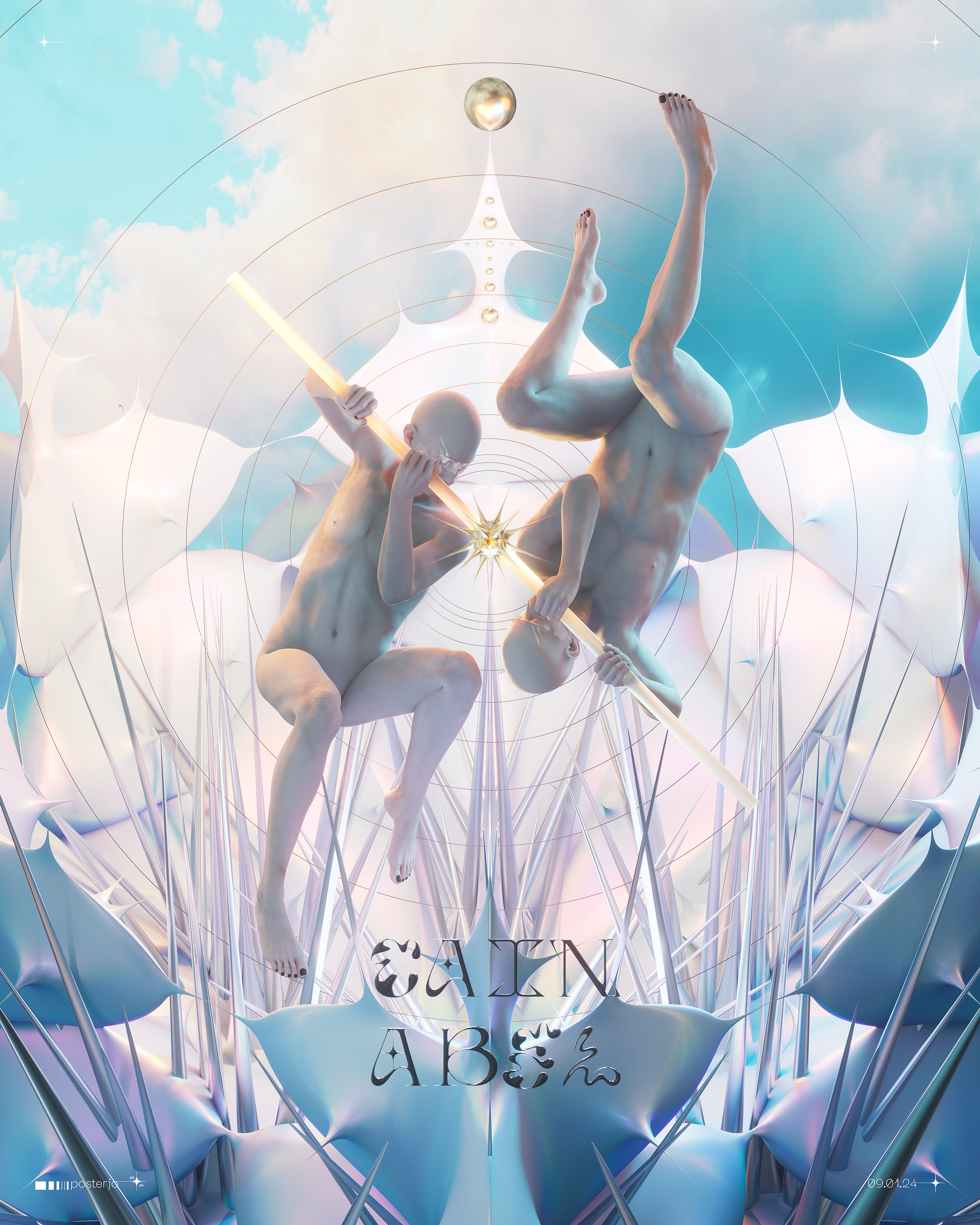 Cain & Abel - 09.01.24 3dart artwork blender blue c4d chrometype cinema4d digitalart joan sterjo joansterjo neuegothic octane posterjo render