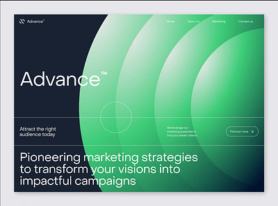Advance - Marketing Agency Website agency animated animation bold colorful figma gradient landing page market marketing prototype shapes web design