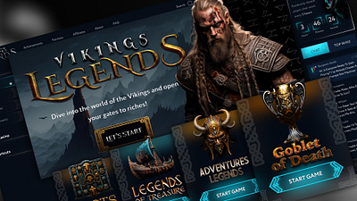Vikings Legends Casino Dashboard casino game casino ui casino casino ui design design gambling gambling design online casino ui ux web design